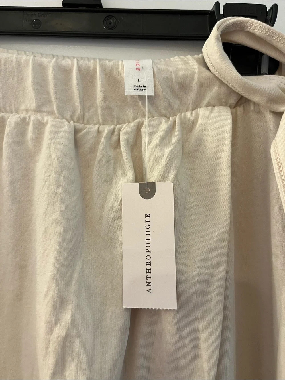 Anthropologie Daily Practice Cream Gathered Waist Wrap Pants - Picture 3 of 6